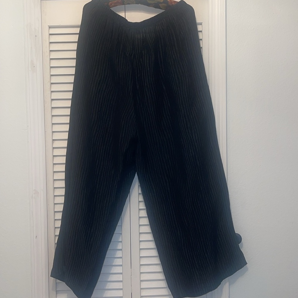 Caroline Rose pants silk linen blend striped wide leg - Picture 5 of 7